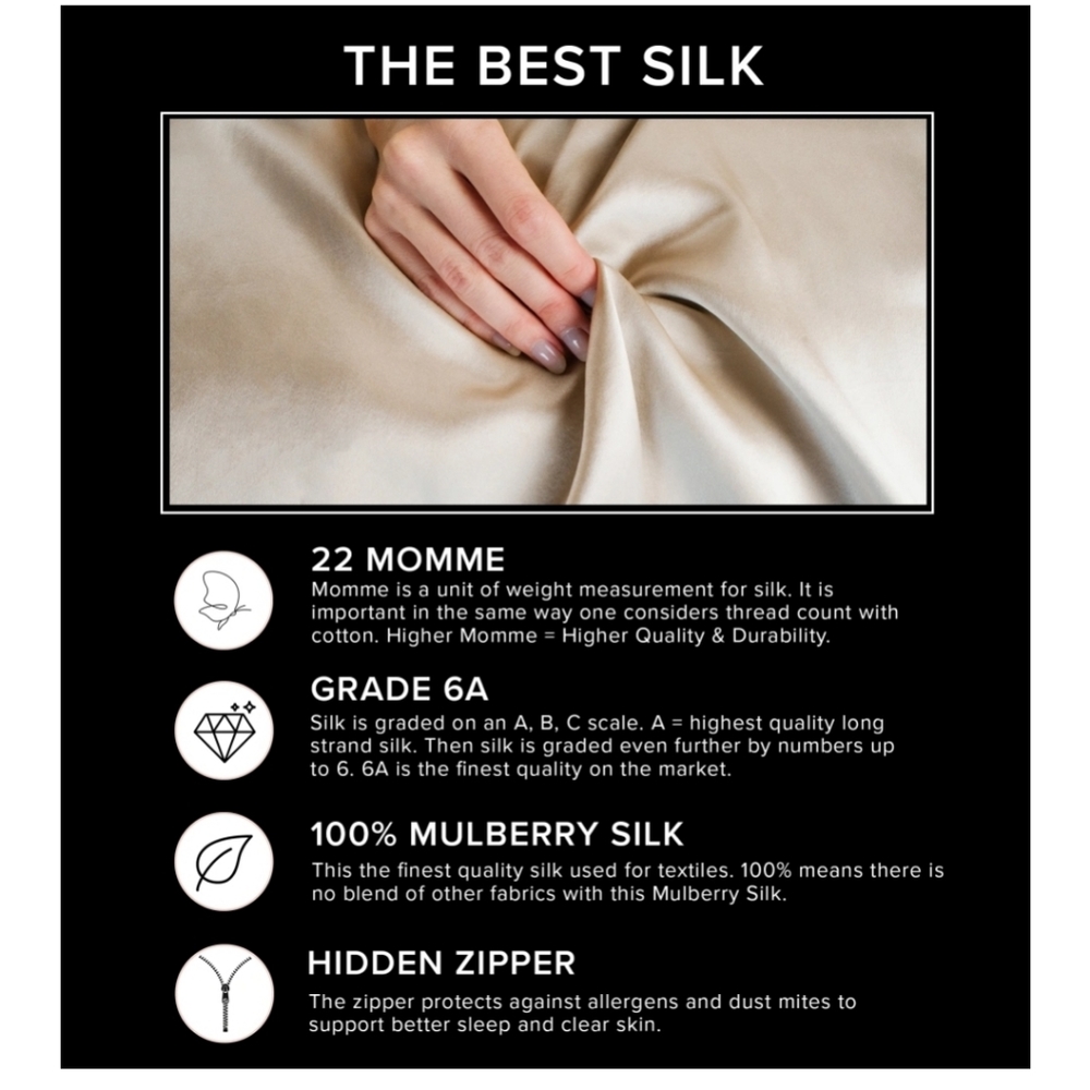 NIGHT 100% Mulberry Silk Pillowcase - Picture 10 of 11